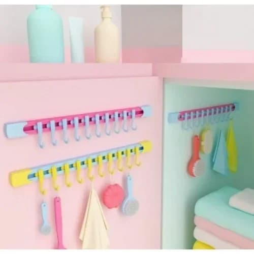 Pratik 10 Kancalı Raylı Askı Mutfak Ve Banyo Düzenleyici
