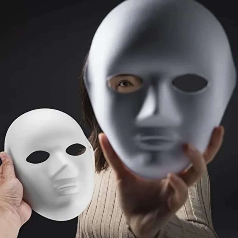 Kişiselleştirilebilir Beyaz Cosplay Maske 24x18 Cm Yetişkin Ve Çocuklar İçin