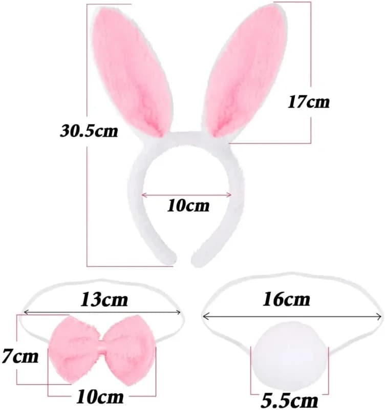 Eğlenceli Tavşan Kostüm Seti Pembe Renk Yetişkin Ve Çocuk İçin