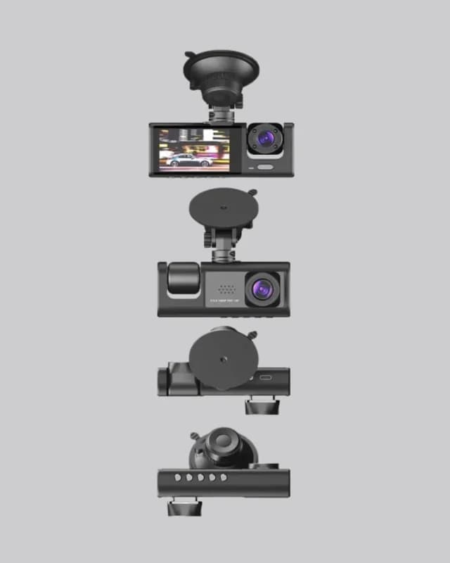 Gelişmiş Üç Kameralı Araç Dvr 1080p Gece Görüşlü 2 İnç Ekran