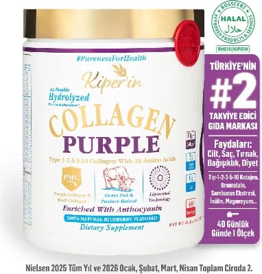 %100 Saf ve Doğal Mor & Çoklu Kolajen Peptitleri içeren Lipozomal Teknoloji Diyet Takviyesi (576gr)
