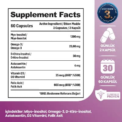 Cycle Support | PCOS, Regl Düzeni & Hamilelik Destek | Miyo İnositol, D-Chiro, Omega 3, Folik Asit