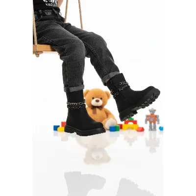 Cool Siyah İçi Polarlı Fermuarlı Kız Çocuk Bot