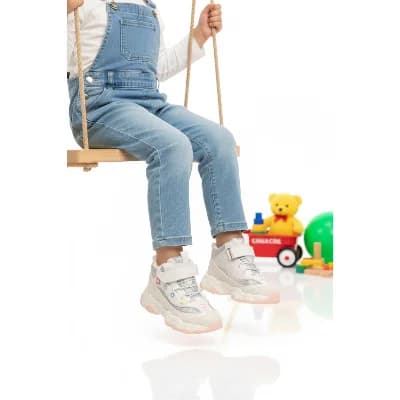Cool Beyaz Cırtlı Desenli Kız Çocuk Hi Sneaker