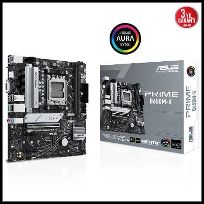 ASUS PRIME B650M-K, 2xDDR5, 2x M.2, D-SUB, HDMI, AM5 Soket Anakart