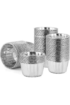 YASİMAGümüş Gri Parlak Metalize 12'li Fırına Girebilen Muffin Cupcake KekKalıbı KabıKapsülü 6,5x4 c