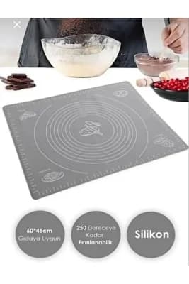 YASİMA Silikon Hamur Açma Matı, Ölçekli Hamur Açma Altlığı 50x40cm