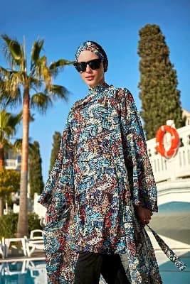 Remsa Tesettür Mayo Üzerine Tek Kaftan Kimono Pareo RP008 Tülay