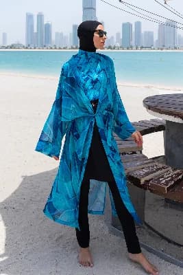 Remsa Tesettür Mayo Üzerine Tek Kaftan Kimono Pareo RP014 Berrin