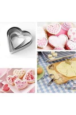5 Parçalı Kalp Şekilli Paslanmaz Çelik Kurabiye Hamur CupCake Şekillendirici