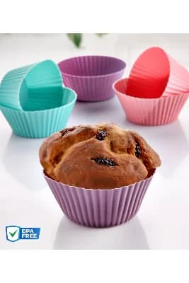 6'lı Yıkanabilir Tekrar Kullanılabilir Silikon Muffin Mini Kek CupCake Pişirme Kalıbı