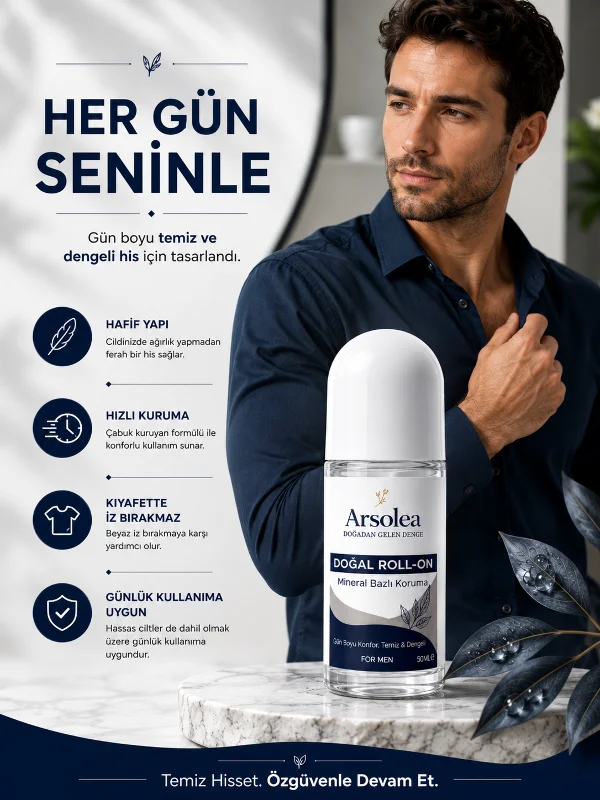 Doğal Koku Önleyici Roll-On Deodorant Erkek - Fresh Koku - 24 Saat Etkili - Tüm Cilt Tipleri – 4. görsel