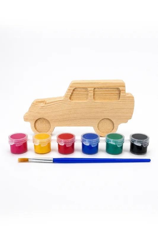 Vuud Ahşap Araba Boyama Seti - Montessori Yaklaşımından İlham Alan Çocuk Etkinliği