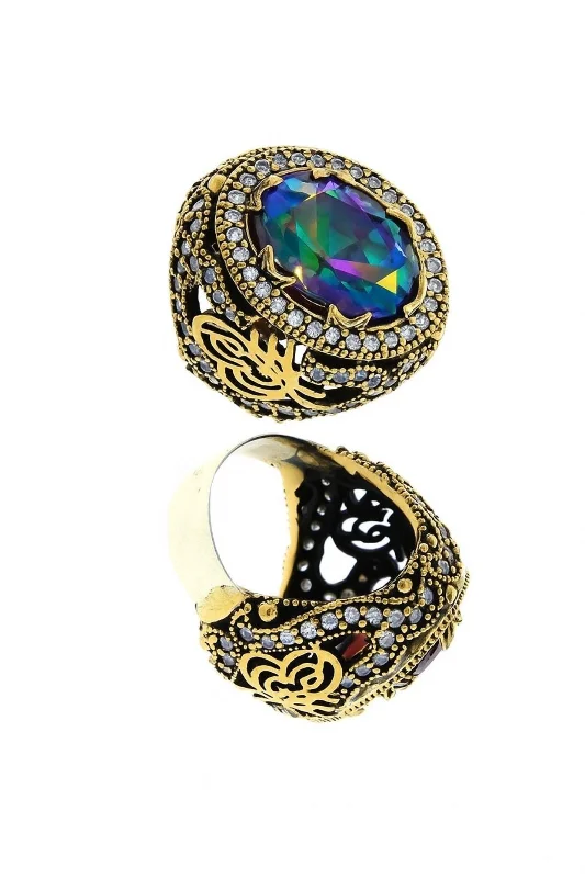 Sultani Serisi Mistik Topaz Taşlı Otantik 925 Ayar Gümüş Kadın Yüzük – 2. görsel