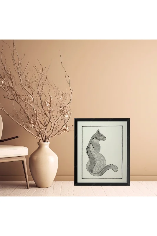 Cat Lin'e Art İllüstrasyon Nakış İşlemeli Tablo