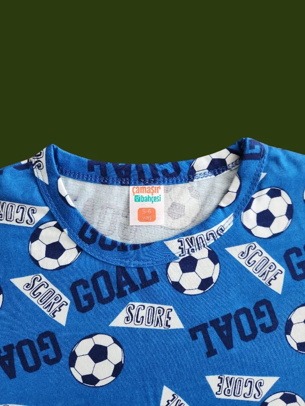 %100 Pamuk Futbol Desenli Çocuk Şort Takım