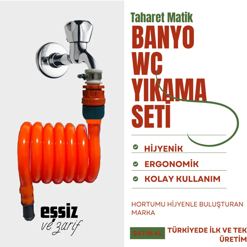 Plasyay Spiral Kelepçe Adaptörlü Wc Taharet Hortum Matik Setleri 100 cm