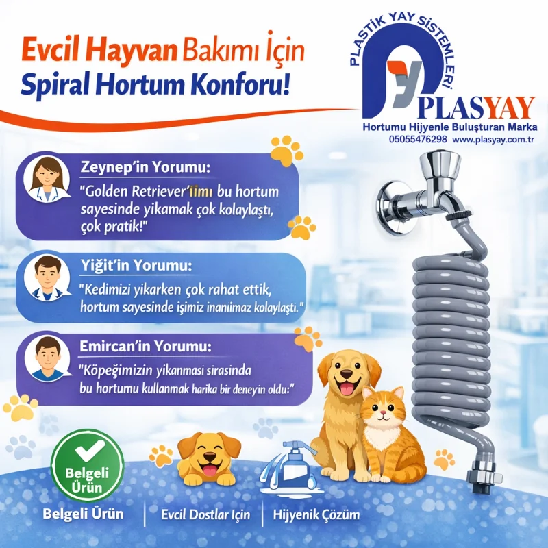 Plasyay Spiral Wc Taharet Hortum Matik ve Wc Banyo Yıkama Plastik Kelepçeli Setler
