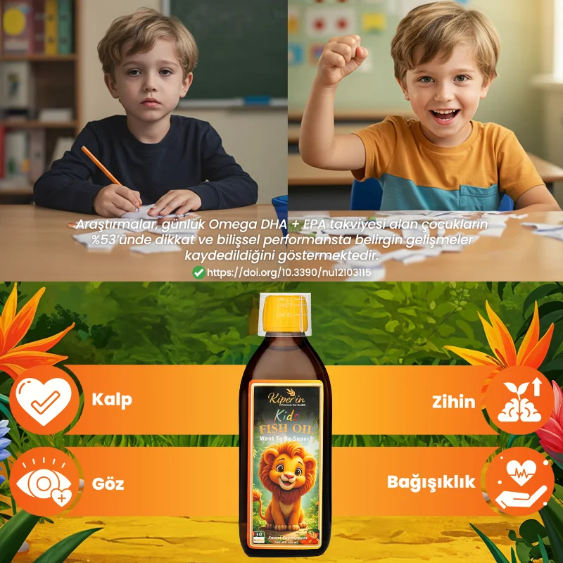 Kids Fish Oil | Çocuk Özel | Yüksek Balık Yağı 1800, Omega 3 1206mg, Epa:180mg, Dha:900mg | 150ml – 2. görsel