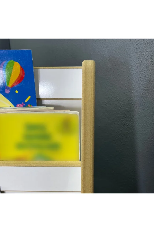 Melis 4 Raflı Kitaplık - Montessori Kitaplık - Çocuk Odası Kitap Rafı - Yerden Kitaplık