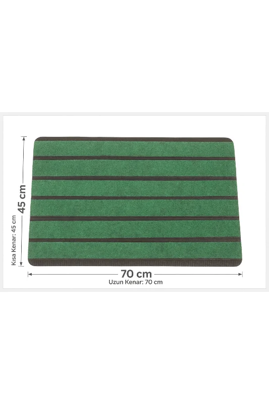 Delta CC008A Yeşil Çizgili Kaymaz Taban Su Geçirmez Yıkanabilir Kapı Önü Paspası 45x70 cm – 2. görsel