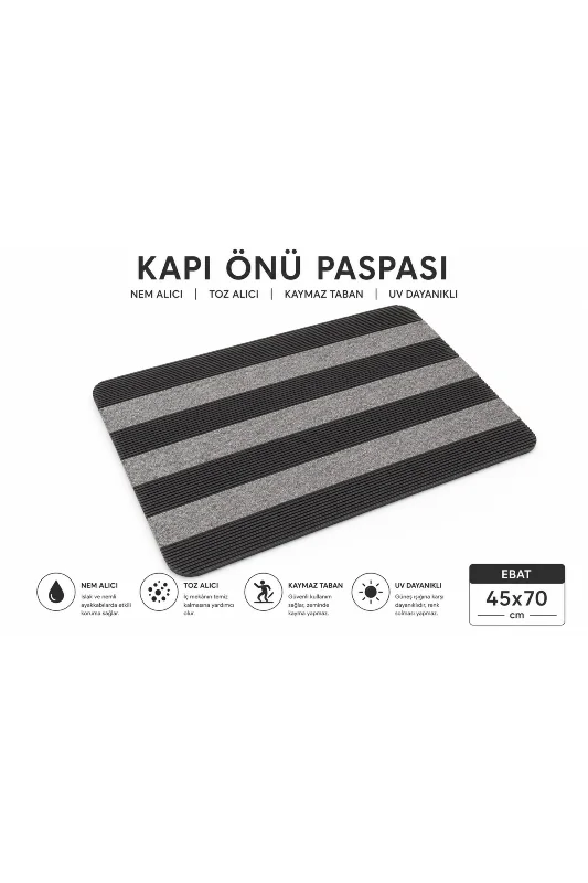 Delta CC001A Gri Kaymaz Taban Nem Alıcı Toz Alıcı Kapı Önü Paspası Uv Dayanıklı 45x70 Cm – 3. görsel