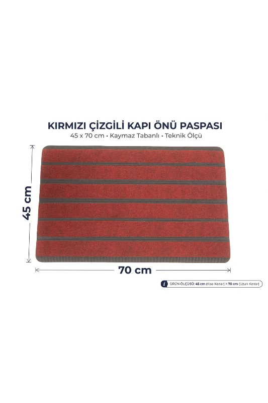 Delta CC010A Bordo Çizgili Kaymaz Taban Su Geçirmez Yıkanabilir Kapı Önü Paspası 45x70 cm – 3. görsel