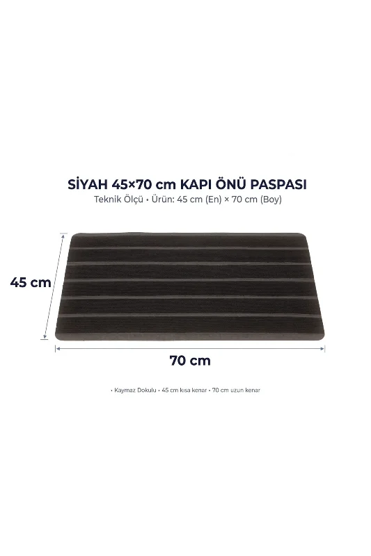 Delta CC006A Kaymaz Taban Siyah Desenli Nem Alıcı Toz Alıcı Kapı Önü Paspası UV Dayanıklı 45x70 – 3. görsel