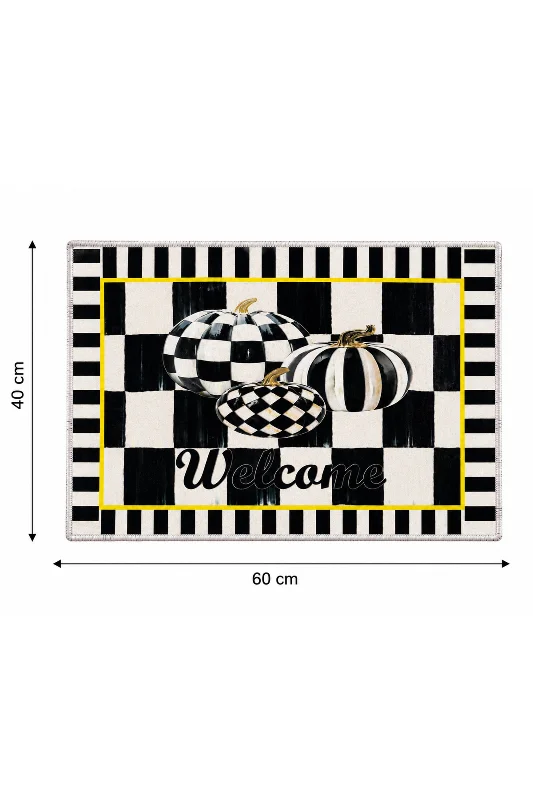 Esse Balkabağı Desenli Welcome Kapı Önü Paspası Kaymaz Taban Dekoratif Paspas 40x60 cm – 4. görsel