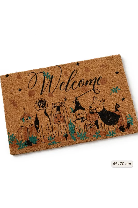 Coco CC031A Welcome Köpek Desenli Kalın Kaymaz Taban Nem Alıcı Şık Tasarım Kapı Önü Paspası 45x75 cm – 3. görsel