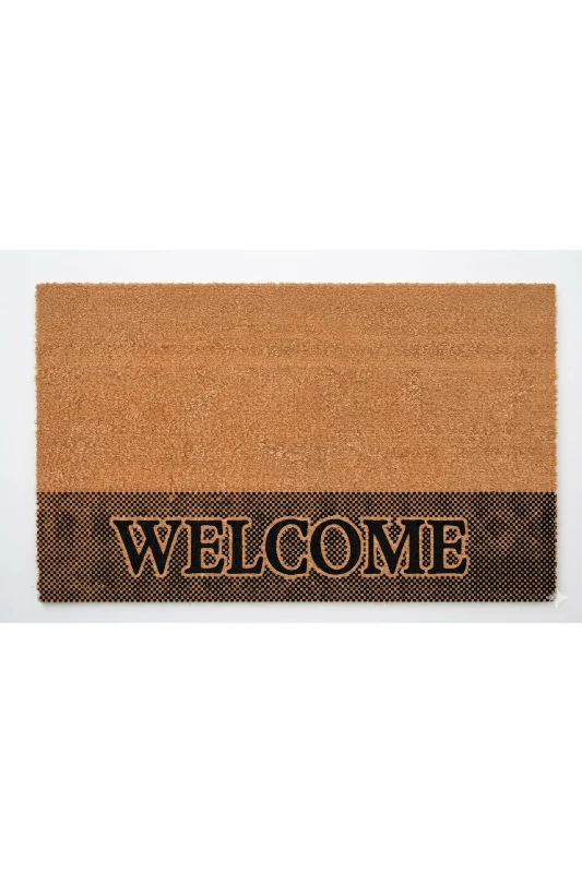 Coco CC025A Welcome Desenli Kalın Kaymaz Taban Nem Alıcı Şık Tasarım Kapı Önü Paspası 45x75 cm – 3. görsel