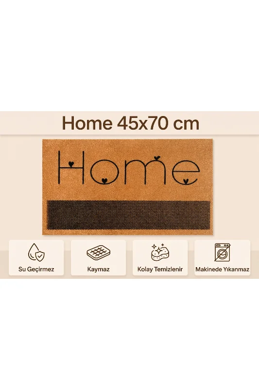 Coco CC021A Home Desenli Kalın Kaymaz Taban Nem Alıcı Şık Tasarım Kapı Önü Paspası 45x75 cm – 4. görsel