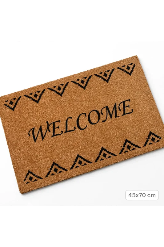 Coco CC029A Welcome Desenli Kalın Kaymaz Taban Nem Alıcı Şık Tasarım Kapı Önü Paspası 45x75 cm – 3. görsel
