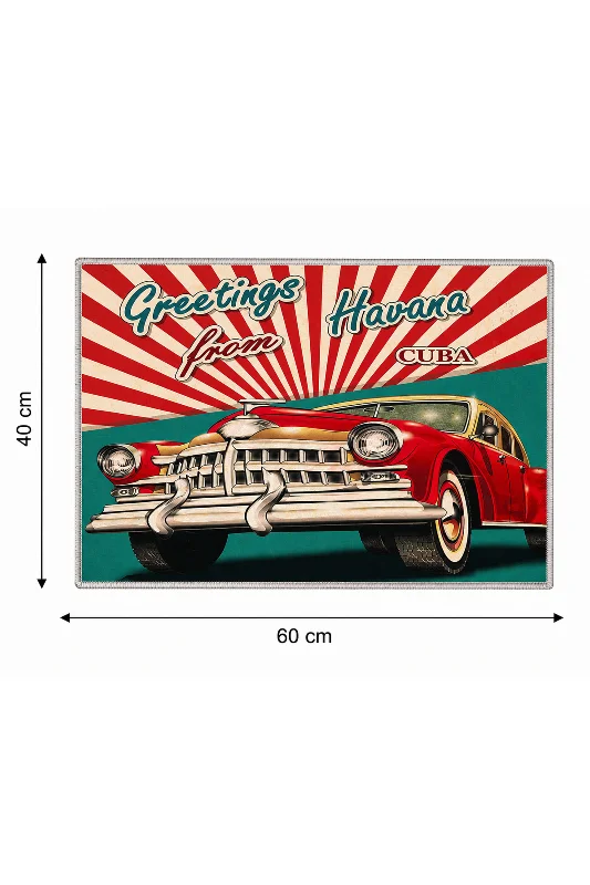 Esse Havana Klasik Araba Desenli Welcome Kapı Önü Paspası Kaymaz Taban Dekoratif Paspas 40x60 cm – 2. görsel