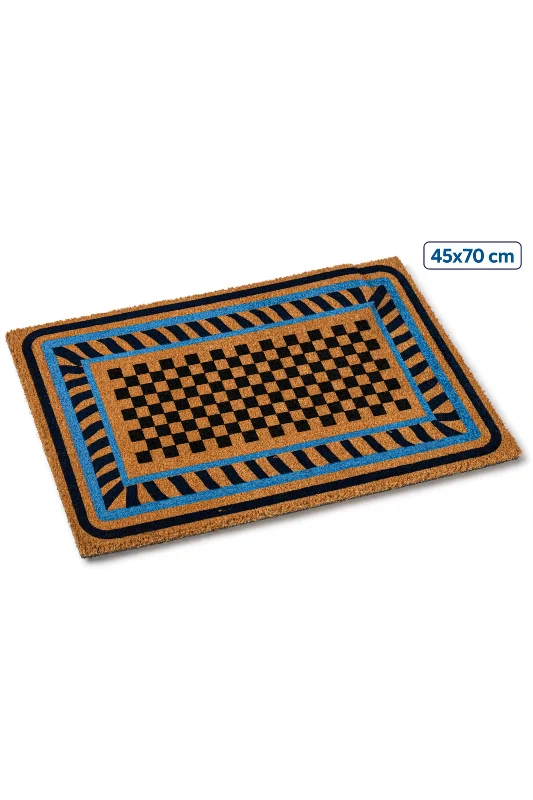 Coco CC017A Geometrik Desenli Kalın Kaymaz Taban Nem Alıcı Şık Tasarım Kapı Önü Paspası 45x75 cm