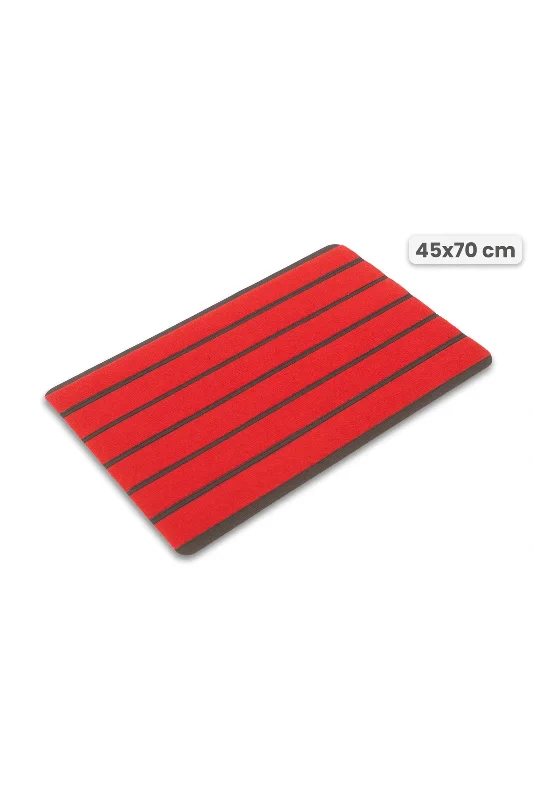 Delta CC009A Kırmızı Çizgili Kaymaz Taban Su Geçirmez Yıkanabilir Kapı Önü Paspası 45x70 cm