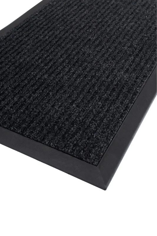 Delta KK001A Siyah Halılı Kauçuk Kenarlı Fitilli Kapı Önü Paspası Kaymaz Taban Toz ve Kir Tutucu 45x70 cm