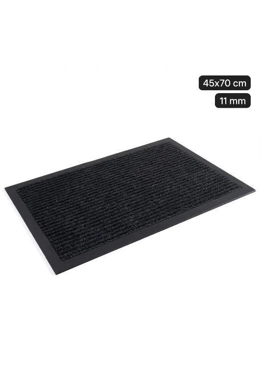 Delta KK001A Siyah Halılı Kauçuk Kenarlı Fitilli Kapı Önü Paspası Kaymaz Taban Toz ve Kir Tutucu 45x70 cm