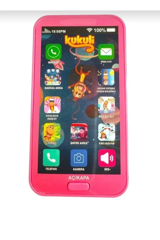 Kukuli Oyuncak Telefon – 12 Menü Sesli ve Işıklı Cep Telefonu (Pilli) (Pembe) – 2. görsel