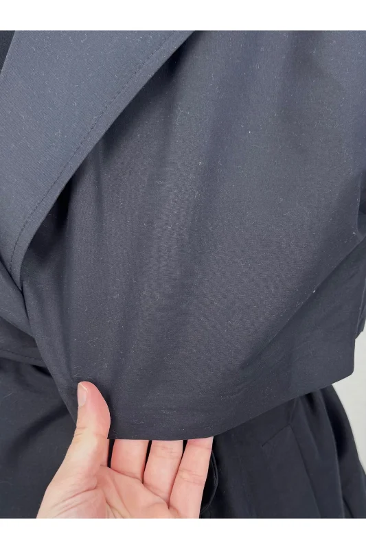 Tansu Kapaklı Alllerli Kısa Trenç-Çİ481 Siyah