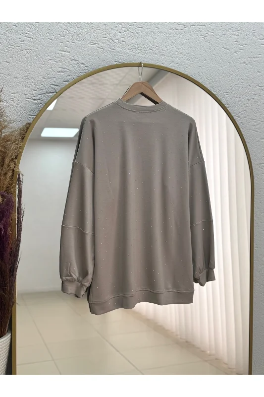 Alara Ful Taşlı Oversize Tunik-NA829 Vizon – 4. görsel