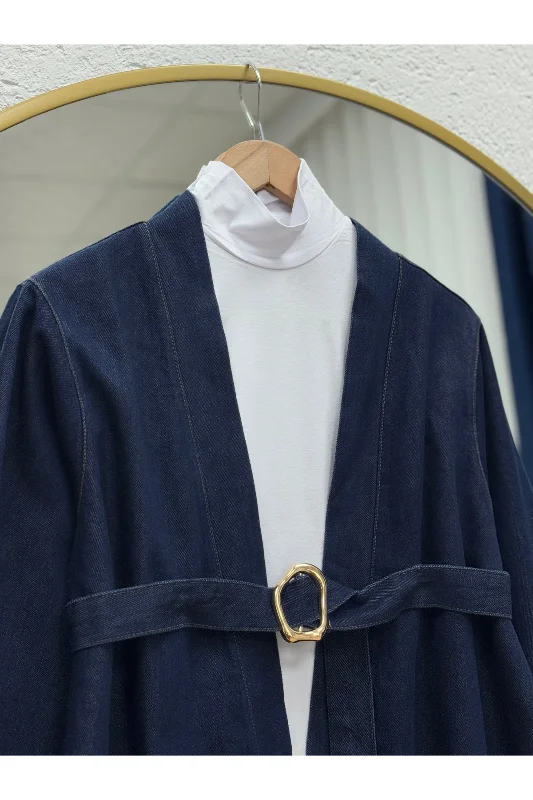 Rosita Geniş Manşetli Kot Ceket-AS1772 Lacivert – 3. görsel