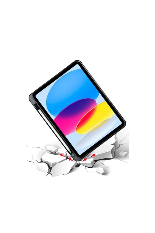 Apple iPad 2022 10.9 (10.nesil) Kılıf Kalemlikli Standlı Sağlam Tablet Kılıfı