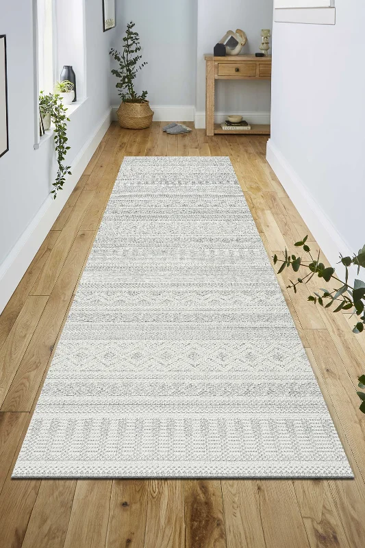 Krem Gri Bohem İskandinav Bukle Loop Sisal Kesme Koridor Mutfak Salon Kolay Temizlenen Halı Yolluk