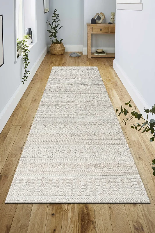 Krem Bej Bohem İskandinav Bukle Loop Sisal Kesme Koridor Mutfak Salon Kolay Temizlenen Halı Yolluk