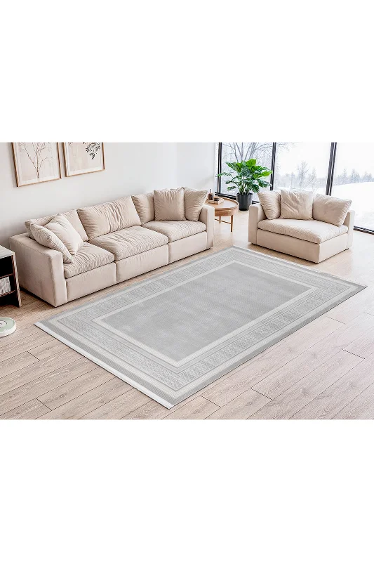 4 Metrekare - 6 Metrekare Bambu Tarz Modern Dokuma Salon Oturma Odası Mutfak Halısı Antialerjik Gri – 3. görsel