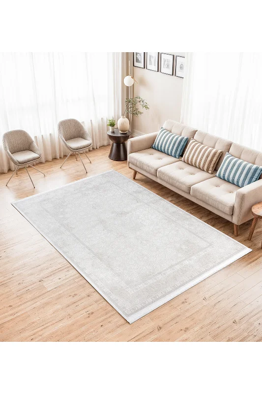 Krem 7135 Modern Klasik Soft Desen Yumuşak Toz Vermeyen Salon Oturma Odası Mutfak Halısı – 2. görsel