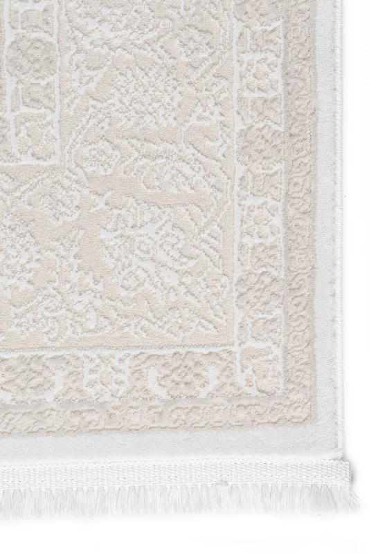 Krem 7135 Modern Klasik Soft Desen Yumuşak Toz Vermeyen Salon Oturma Odası Mutfak Halısı – 4. görsel