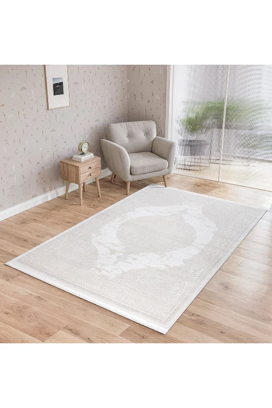 4 Metrekare - 6 Metrekare Bambu Tarz Modern Dokuma Salon Oturma Odası Mutfak Halısı Antialerjik Krem – 2. görsel