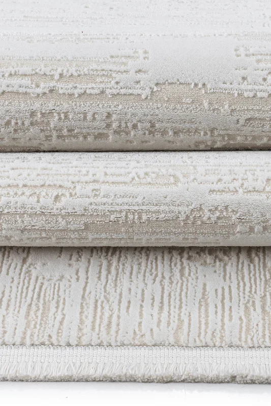 Krem 7102 Modern Klasik Soft Desen Yumuşak Toz Vermeyen Salon Oturma Odası Mutfak Halısı – 2. görsel